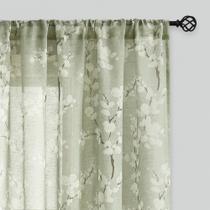 Cortinas FMFUNCTEX Linen Sheer 160x160cm Sage Green Blossom