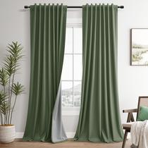 Cortinas Guken 100% Blackout Linen 240 cm de comprimento, 2 painéis, oliva Cortinas Guken 100% Blackout Linen 240 cm de comprimento, 2 painéis, oliva