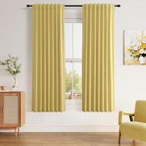 Cortinas Guken Blackout Yellow 160 cm de comprimento, 2 painéis, conjunto de linho Cortinas Guken Blackout Yellow 160 cm de comprimento, 2 painéis, conjunto de linho