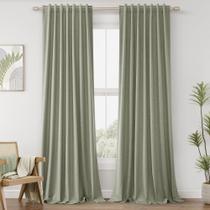Cortinas Guken Sage Green Linen Blackout 229 cm de comprimento 2 painéis Cortinas Guken Sage Green Linen Blackout 229 cm de comprimento 2 painéis