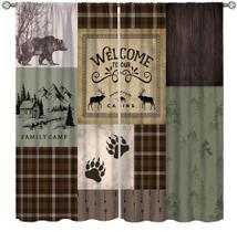 Cortinas Gyness Cabin Retro Rustic Lodge Bear Deer Moose 42x45in Cortinas Gyness Cabin Retro Rustic Lodge Bear Deer Moose 42x45in