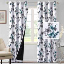 Cortinas H.VERSAILTEX 100% Blackout Cattleya Floral 244 cm cinza