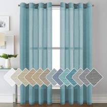 Cortinas H.VERSAILTEX de linho semitransparente turquesa 132x213cm 2P Cortinas H.VERSAILTEX de linho semitransparente turquesa 132x213cm 2P