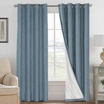 Cortinas H.VERSAILTEX Linen Blackout 244 cm Stone Blue 2 painéis