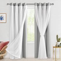 Cortinas Hiasan Blackout com 213 cm de comprimento, cinza prateado Cortinas Hiasan Blackout com 213 cm de comprimento, cinza prateado