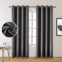 Cortinas HOMEIDEAS Cinza Escuro Faux Silk 132x244cm 2 painéis