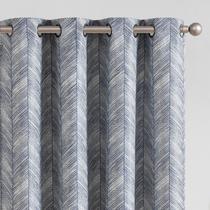 Cortinas impressas em azul jinchan com 214 cm de comprimento para sala de estar