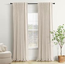 Cortinas INOVADAY 100% Blackout Linen Cream 244 cm de comprimento 2 painéis