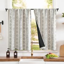 Cortinas jinchan 100% Blackout Boho 25x90cm 2 painéis bege