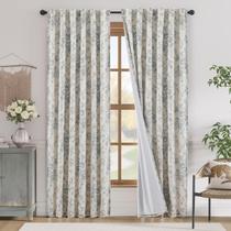 Cortinas Jinchan 127x228cm Lino Floral Gris Opacas 2 Paneles