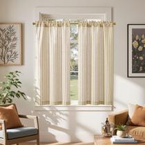Cortinas Jinchan 2 Paneles 66x114 cm Lino Beige con Rayas