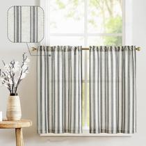 Cortinas Jinchan 2 Paneles 66x91 cm Lino a Rayas
