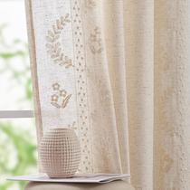 Cortinas jinchan Belrose Linen Blend Floral 160x160cm Ivory