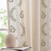 Cortinas jinchan Belrose Linen Blend Floral, 24 cm de comprimento, sálvia