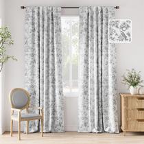 Cortinas Jinchan Blackout Floral de 96 polegadas com bolso de haste, 2 painéis