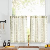 Cortinas Jinchan Boho Kitchen 76x30 cm Linho 2 painéis