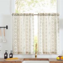 Cortinas jinchan Boho Kitchen Linen Tier 36 cm, verde, bege Cortinas jinchan Boho Kitchen Linen Tier 36 cm, verde, bege