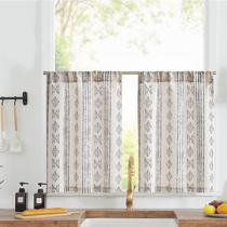 Cortinas Jinchan Boho Kitchen Linen Tier 76x76 cm Azul Bege