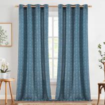 Cortinas jinchan Boho Linen Blend 2 painéis 24 cm azuis 240 cm