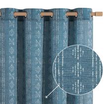 Cortinas jinchan Boho Linen Blend 213 cm de comprimento, azuis, 2 painéis