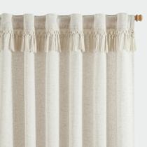 Cortinas jinchan Boho Linen Blend 213x160cm com borlas e 2 painéis