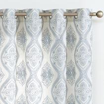 Cortinas jinchan Boho Linen para sala de estar 214x213cm azul/cru Cortinas jinchan Boho Linen para sala de estar 214x213cm azul/cru