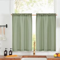 Cortinas jinchan de linho listrado náutico 61x61 cm verdes