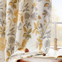 Cortinas Jinchan de Lino 213x127 cm con Estampado de Hojas Tropicales y Oscurecimiento Cortinas Jinchan de Lino 213x127 cm con Estampado de Hojas Tropicales y Oscurecimiento