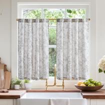 Cortinas Jinchan de Lino Floral para Cocina 91x92 cm Gris 2 Paneles Cortinas Jinchan de Lino Floral para Cocina 91x92 cm Gris 2 Paneles