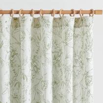 Cortinas Jinchan Florais - 213cm, Verde Sálvia, Linho para Sala de Estar