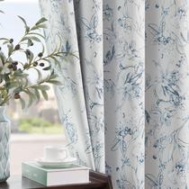 Cortinas Jinchan Floral 243x244 cm 95% Blackout Azul