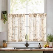 Cortinas Jinchan Floral de Lino para Cocina 66x76 cm 2 Paneles