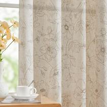 Cortinas jinchan Floral Linen 160x160cm para sala de estar taupe Cortinas jinchan Floral Linen 160x160cm para sala de estar taupe