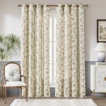 Cortinas jinchan Floral Linen 214x213cm Borboleta Verde Sálvia
