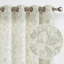 Cortinas jinchan Floral Linen Blend 214 cm verdes 2 painéis