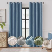 Cortinas jinchan Herringbone texturizadas 213x132cm azul ardósia