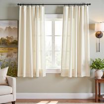 Cortinas jinchan Linen Blend 160x160cm Ivory para quarto x2