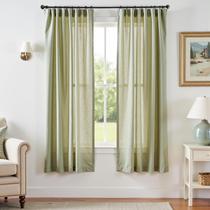 Cortinas jinchan Linen Blend 180x130cm Sage Green 2 painéis