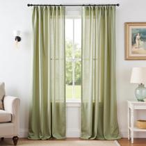 Cortinas jinchan Linen Blend 270x125cm Sage Green 2 painéis
