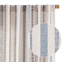 Cortinas jinchan Linen Blend Boho 214x213cm impressas em azul