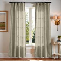Cortinas jinchan Linen Blend Light Green 127x213cm Quarto x2