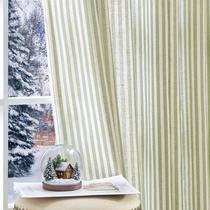 Cortinas JINCHAN Linen Blend Ticking Stripe 160x160cm 2 painéis Cortinas JINCHAN Linen Blend Ticking Stripe 160x160cm 2 painéis