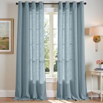 Cortinas jinchan Linen Blue Semi Sheer 240x245cm 2 painéis Cortinas jinchan Linen Blue Semi Sheer 240x245cm 2 painéis