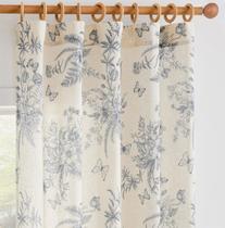 Cortinas jinchan Linen Floral 160x160cm Blue Living Room