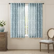 Cortinas jinchan Linen Floral 160x160cm Light Filtering Blue