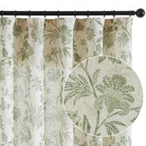 Cortinas jinchan Linen Floral 160x160cm Light Filtering Green