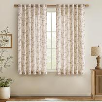 Cortinas jinchan Linen Floral 160x160cm para sala de estar Taupe