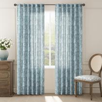 Cortinas jinchan Linen Floral para sala de estar 214x213cm azuis