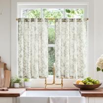 Cortinas jinchan Linen Floral Tier 36 cm Farmhouse Botanic x2