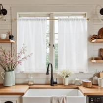Cortinas Jinchan Linen Tier 66x114 cm brancas 2 painéis